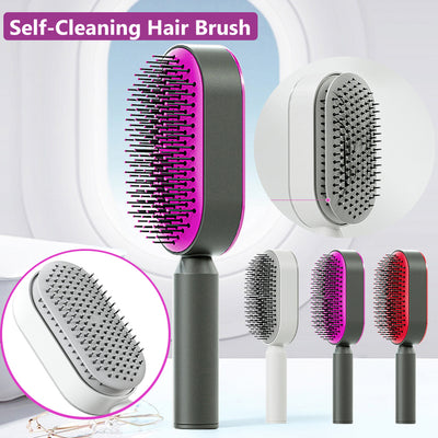 Effortlessly Clean & Massage Your Hair with Our Self-Cleaning Brush - Perfect for All Hair Types!