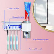 Toothbrush Sanitizer Family Case with UV Light and Toothpaste Dispenser